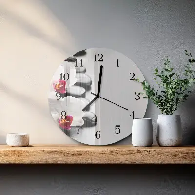 Apvalus sieninis laikrodis Akmenys ir orchidėja
