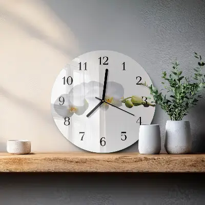 Apvalus laikrodis iš stiklo Orchidėja