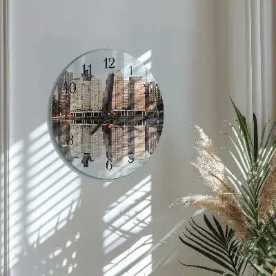 Apvalus laikrodis iš stiklo Horizontas