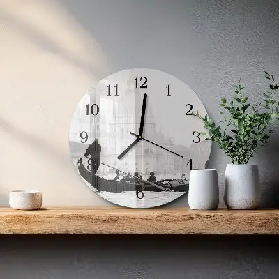 Apvalus laikrodis iš stiklo Venecijos laivas