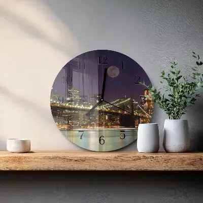 Apvalus laikrodis iš stiklo Horizontalus tiltas