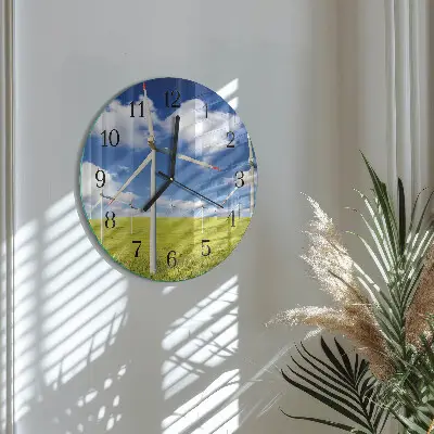 Apvalus laikrodis iš stiklo Vėjo jėgainė