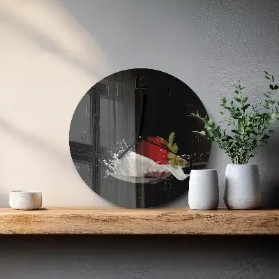 Apvalus laikrodis iš stiklo Braškė