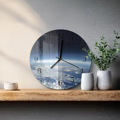 Apvalus laikrodis iš stiklo Žemės Visata