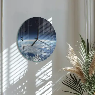 Apvalus laikrodis iš stiklo Žemės Visata