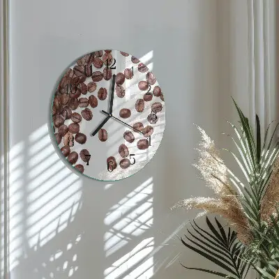 Apvalus laikrodis iš stiklo Kavos pupelės