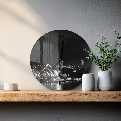 Apvalus laikrodis iš stiklo Sidnėjaus horizontas