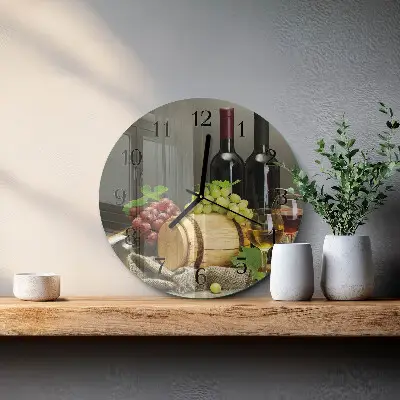 Apvalus laikrodis iš stiklo Vynuogės vynui