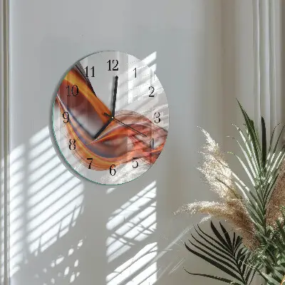 Apvalus laikrodis iš stiklo Abstraktūs dūmai