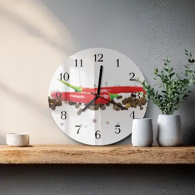 Apvalus laikrodis iš stiklo Pipirai