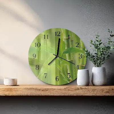 Apvalus laikrodis iš stiklo Bambukas