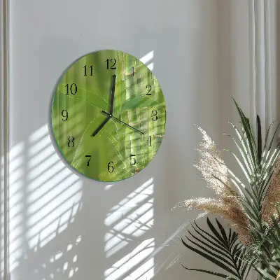 Apvalus laikrodis iš stiklo Bambukas