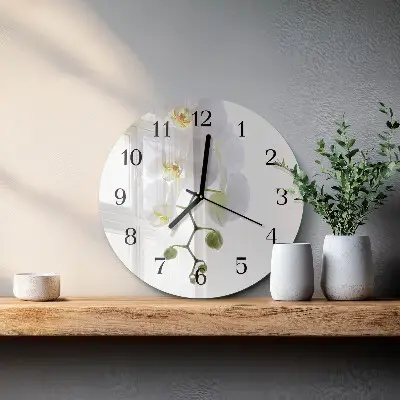 Apvalus laikrodis iš stiklo Orchidėja