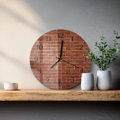 Apvalus laikrodis iš stiklo Plytų siena