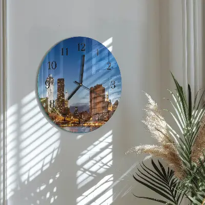 Apvalus laikrodis iš stiklo Horizontas