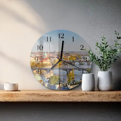 Apvalus laikrodis iš stiklo Praha