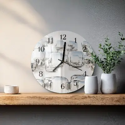 Apvalus laikrodis iš stiklo 3D kubas