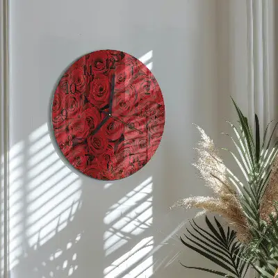 Apvalus laikrodis iš stiklo Rožės