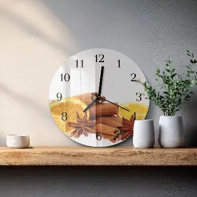 Apvalus laikrodis iš stiklo Vanilė su citrina