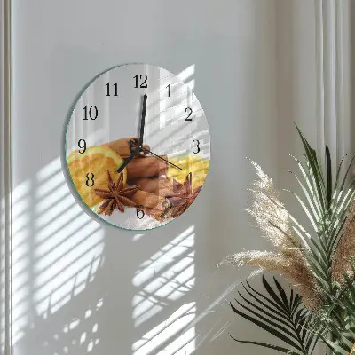 Apvalus laikrodis iš stiklo Vanilė su citrina