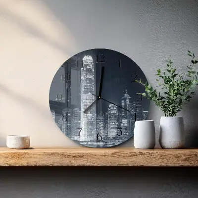 Apvalus laikrodis iš stiklo Horizontas