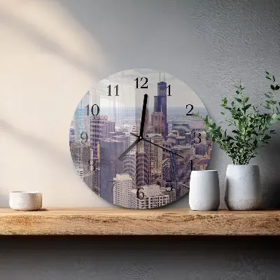 Apvalus laikrodis iš stiklo Horizontas