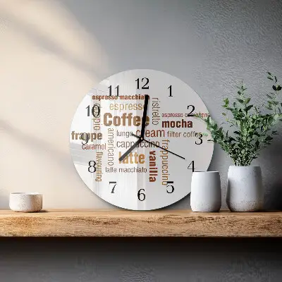Apvalus laikrodis iš stiklo Kava