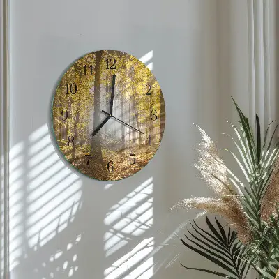 Apvalus laikrodis iš stiklo Ruduo miške