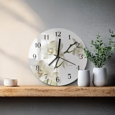 Apvalus laikrodis iš stiklo Orchidėja