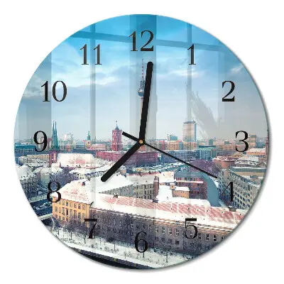 Apvalus sieninis laikrodis Žiemos miestas