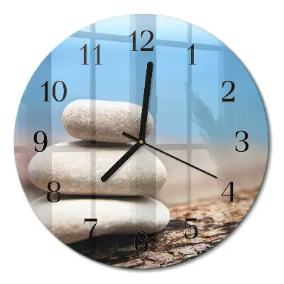 Apvalus laikrodis iš stiklo Akmenys