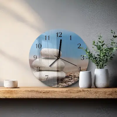 Apvalus laikrodis iš stiklo Akmenys