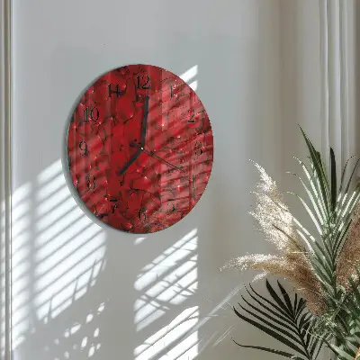 Apvalus laikrodis iš stiklo Rožių žiedlapiai
