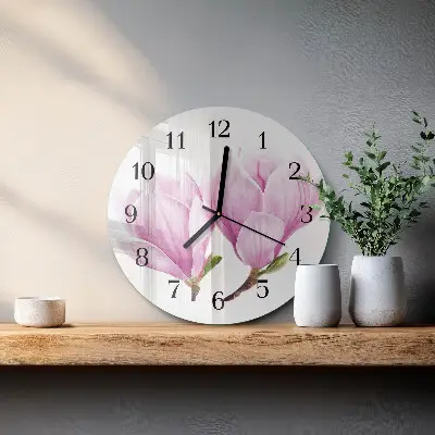 Apvalus laikrodis iš stiklo Magnolija