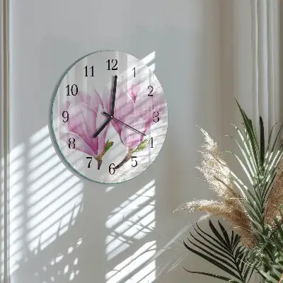 Apvalus laikrodis iš stiklo Magnolija