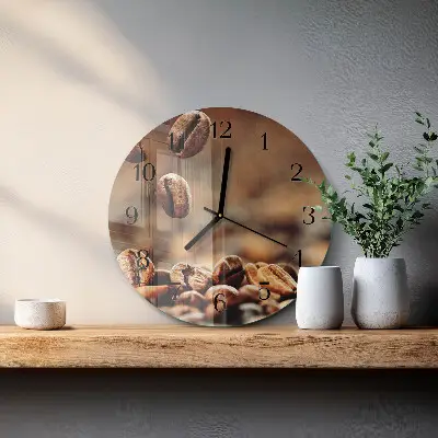 Apvalus laikrodis iš stiklo Kavos pupelės