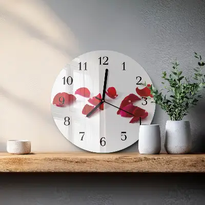 Apvalus laikrodis iš stiklo Rožių žiedlapiai