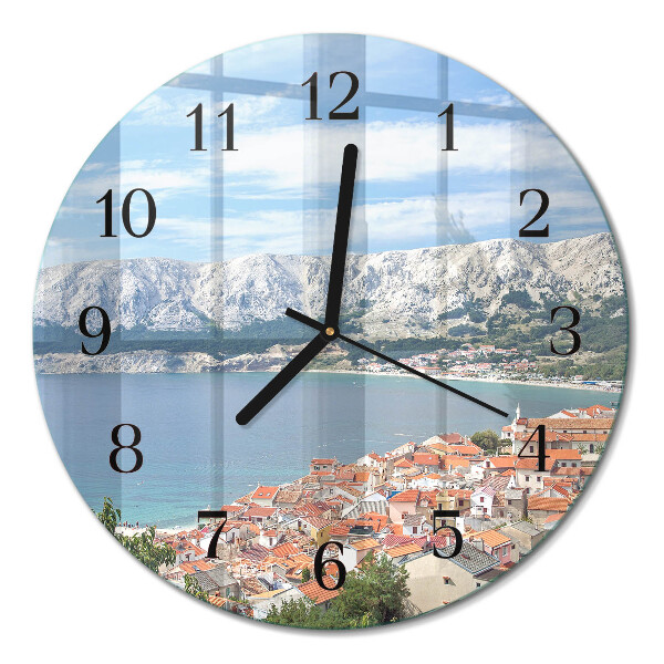 Apvalus laikrodis iš stiklo Įlanka