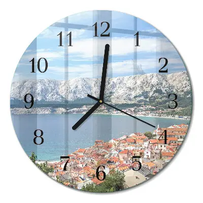 Apvalus laikrodis iš stiklo Įlanka