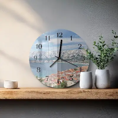 Apvalus laikrodis iš stiklo Įlanka