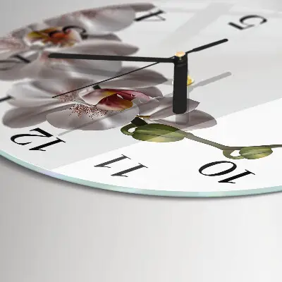 Apvalus laikrodis iš stiklo Orchidėja