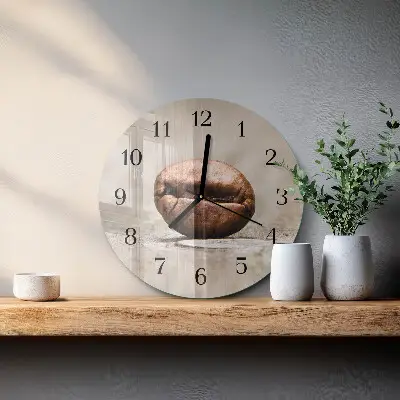 Apvalus laikrodis iš stiklo Kavos pupelės