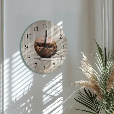 Apvalus laikrodis iš stiklo Kavos pupelės