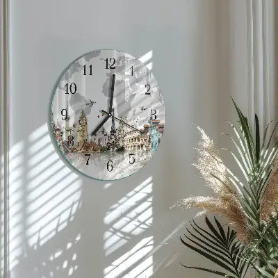 Apvalus laikrodis iš stiklo Pasaulis