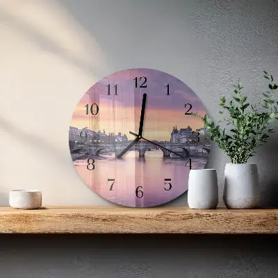 Apvalus sieninis laikrodis Miestas prie upės