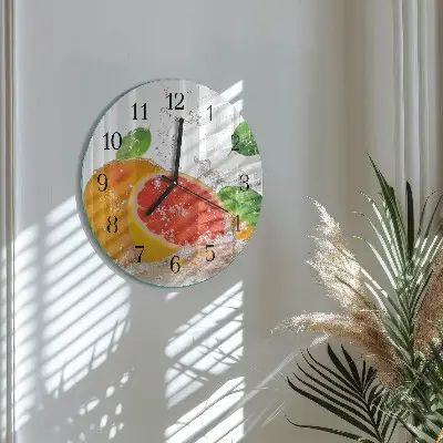 Apvalus laikrodis iš stiklo Greipfrutas
