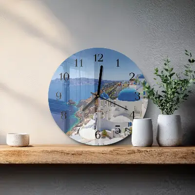 Apvalus laikrodis iš stiklo Santorinis