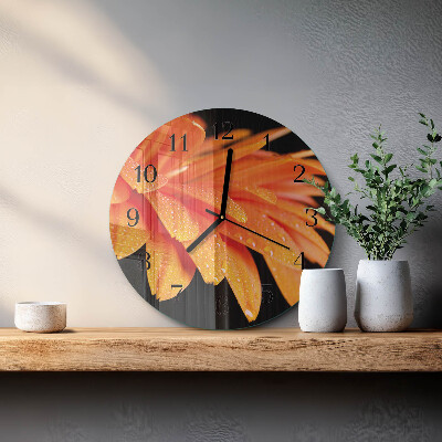 Apvalus laikrodis iš stiklo Gerbera
