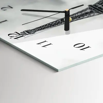 Stačiakampio stiklo laikrodis Vaizdas į Eifelio bokštą