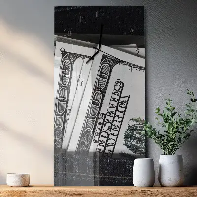 Stačiakampio stiklo laikrodis Banknotai